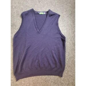 Byford Sweater Vest Navy Mens Wool V Neck Blue Men's L Made In England Vintage